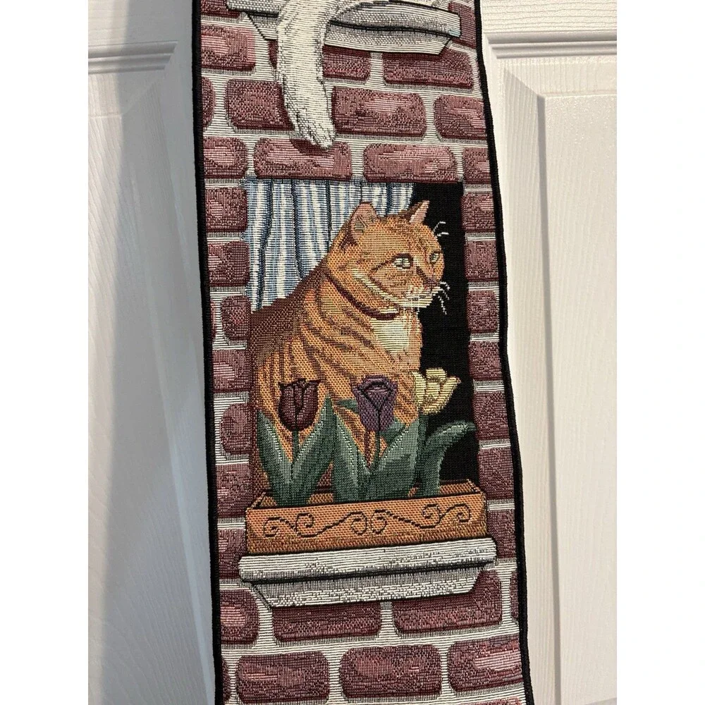 Vintage 90s Deadstock NWT Hanging Cat Tapestry Handmade in USA Grandmacore
